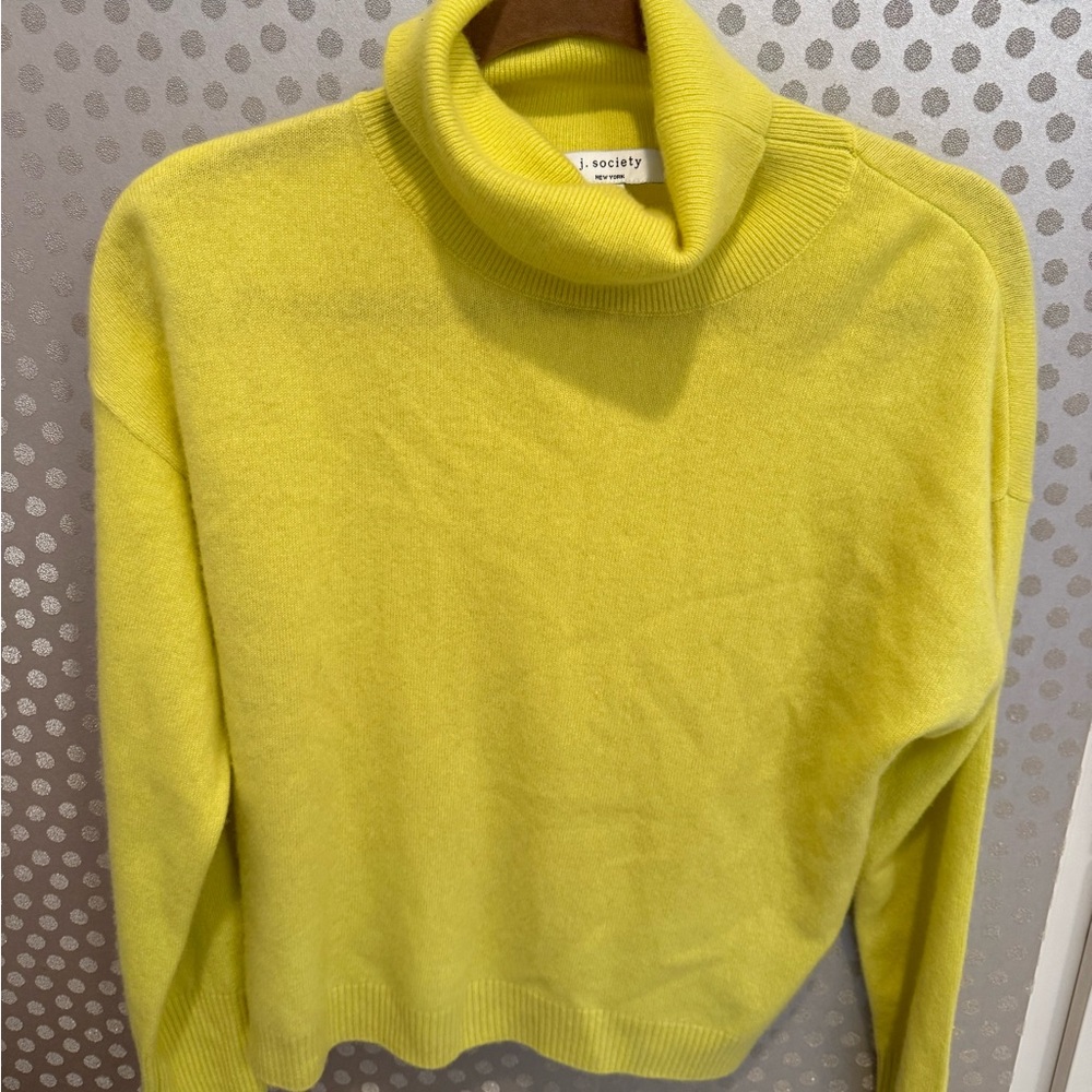 J. Society Cashmere Yellow Turtleneck Sweater - Picture 2 of 4